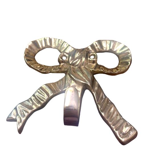 Hampton Brass Ribbon Bow Wall Door Hook Solid Brass Made in India‎ - Picture 2 of 5